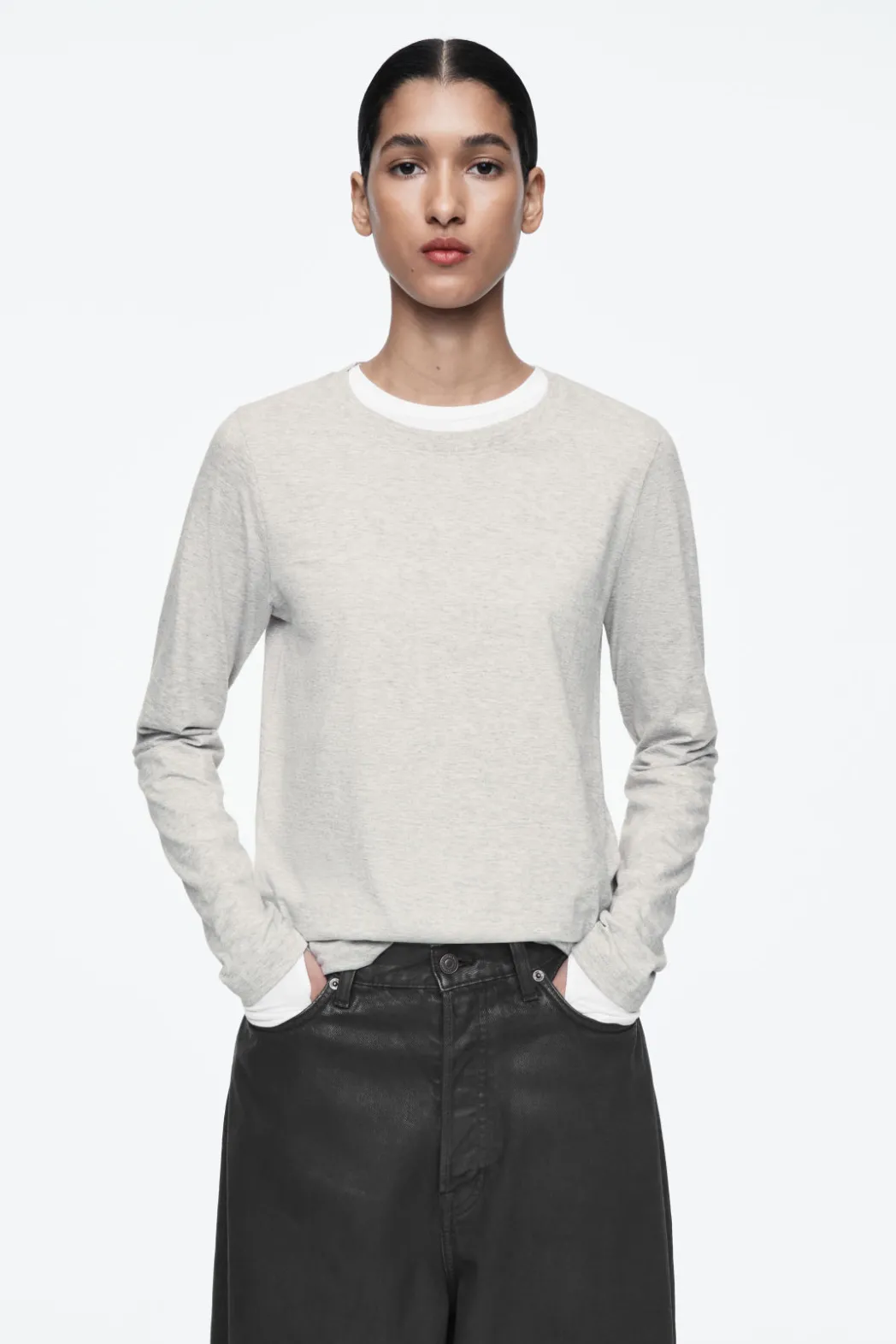 Discount COS 24/7 LONG-SLEEVED T-SHIRT LIGHT GRAY