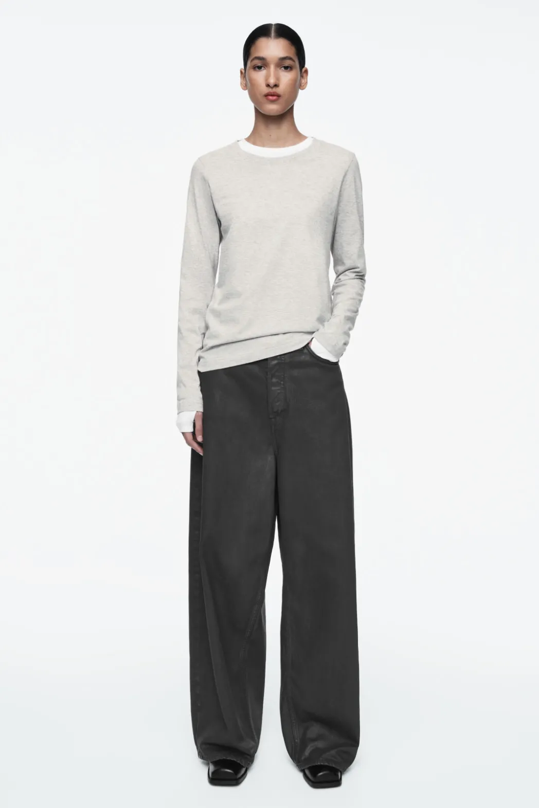 Discount COS 24/7 LONG-SLEEVED T-SHIRT LIGHT GRAY