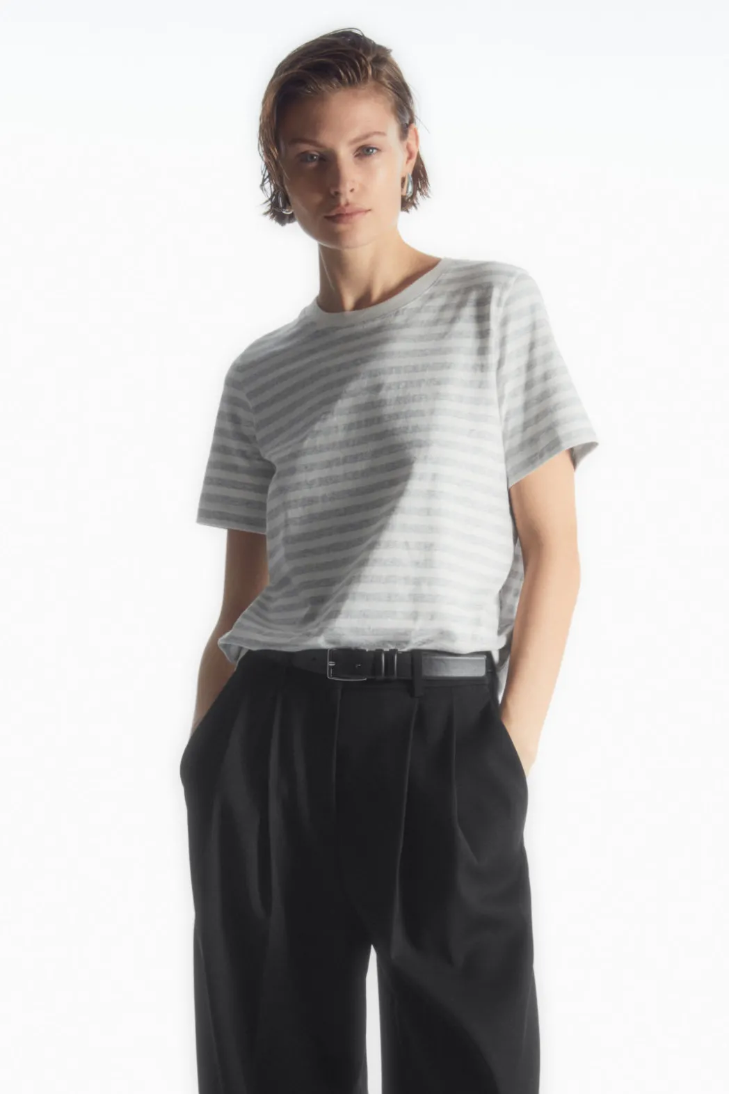 Sale COS 24/7 REGULAR T-SHIRT WHITE / GRAY