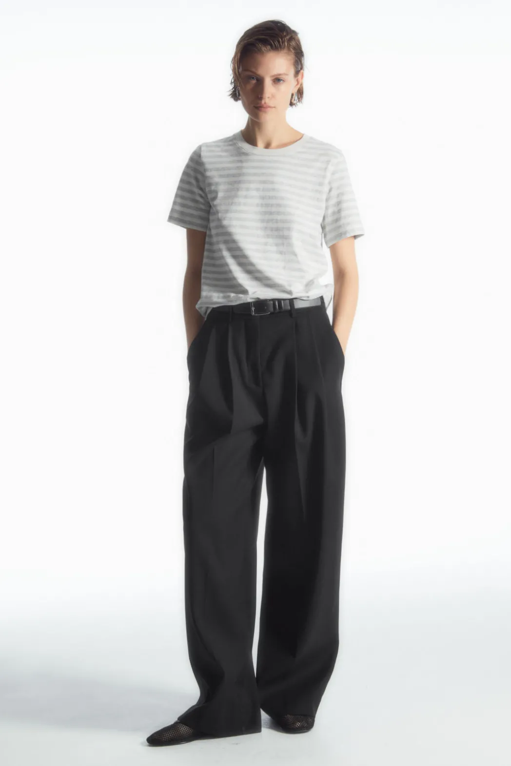 Sale COS 24/7 REGULAR T-SHIRT WHITE / GRAY