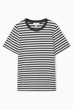 New COS 24/7 REGULAR T-SHIRT BLACK / WHITE / STRIPED