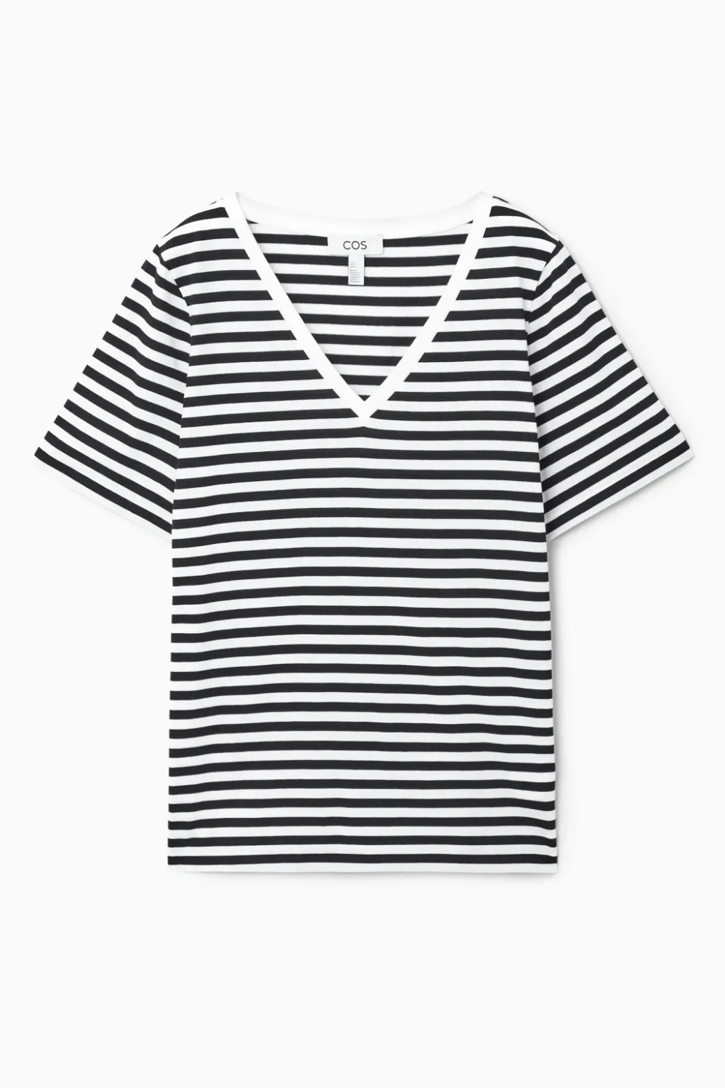 Best COS 24/7 V-NECK T-SHIRT BLACK / WHITE / STRIPED