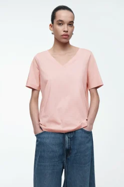Sale COS 24/7 V-NECK T-SHIRT LIGHT PINK