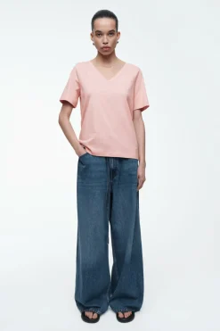 Sale COS 24/7 V-NECK T-SHIRT LIGHT PINK