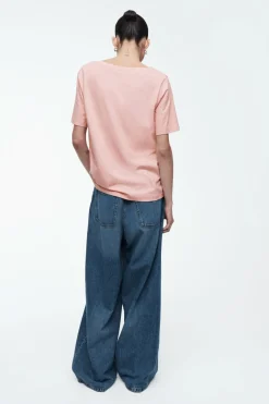Sale COS 24/7 V-NECK T-SHIRT LIGHT PINK