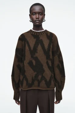 Outlet COS ABSTRACT WOOL-JACQUARD JUMPER BROWN / HOUNDSTOOTH