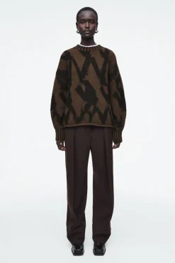 Outlet COS ABSTRACT WOOL-JACQUARD JUMPER BROWN / HOUNDSTOOTH