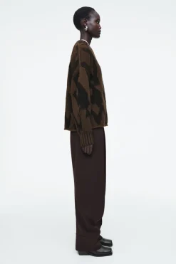 Outlet COS ABSTRACT WOOL-JACQUARD JUMPER BROWN / HOUNDSTOOTH