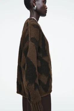 Outlet COS ABSTRACT WOOL-JACQUARD JUMPER BROWN / HOUNDSTOOTH