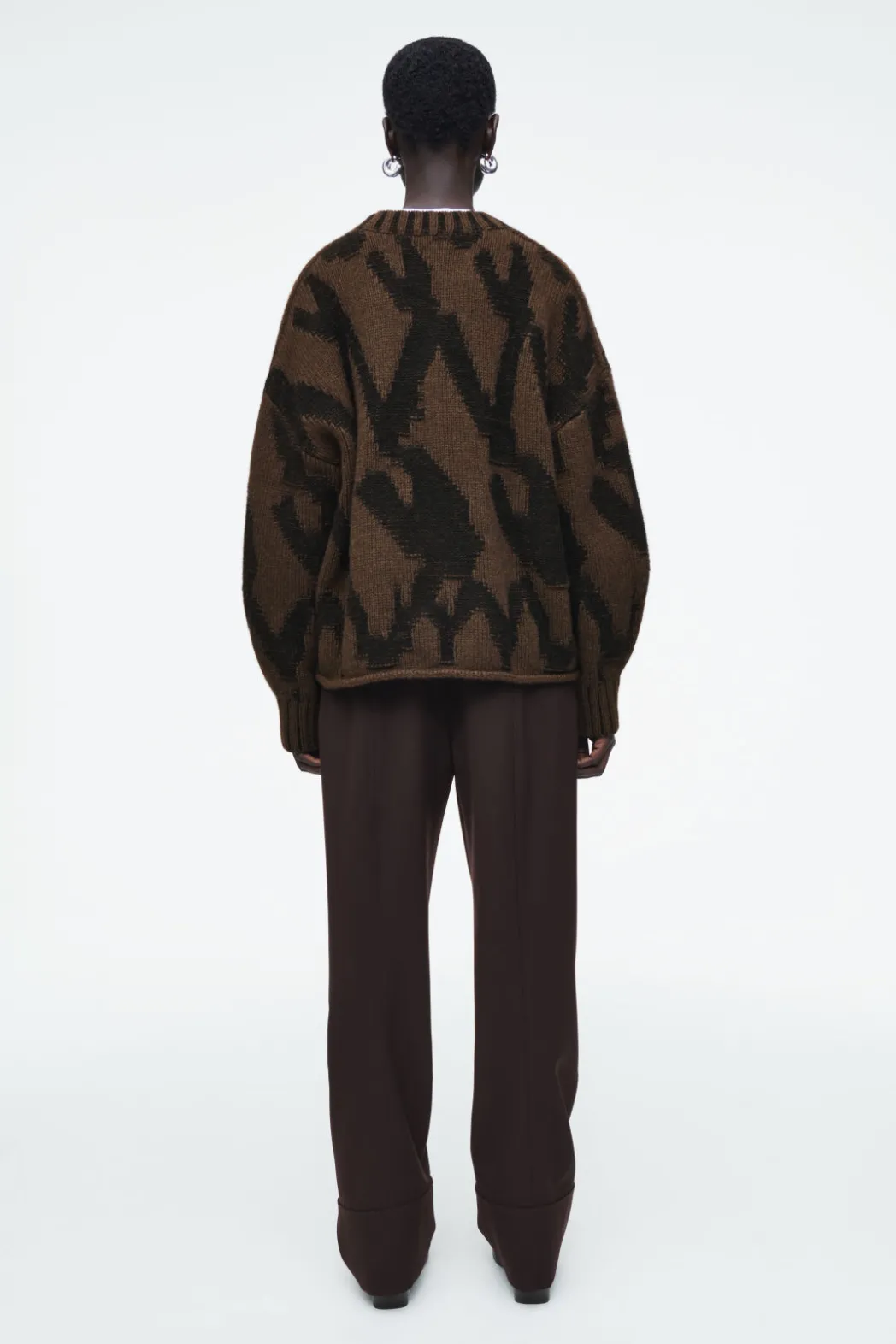 Outlet COS ABSTRACT WOOL-JACQUARD JUMPER BROWN / HOUNDSTOOTH