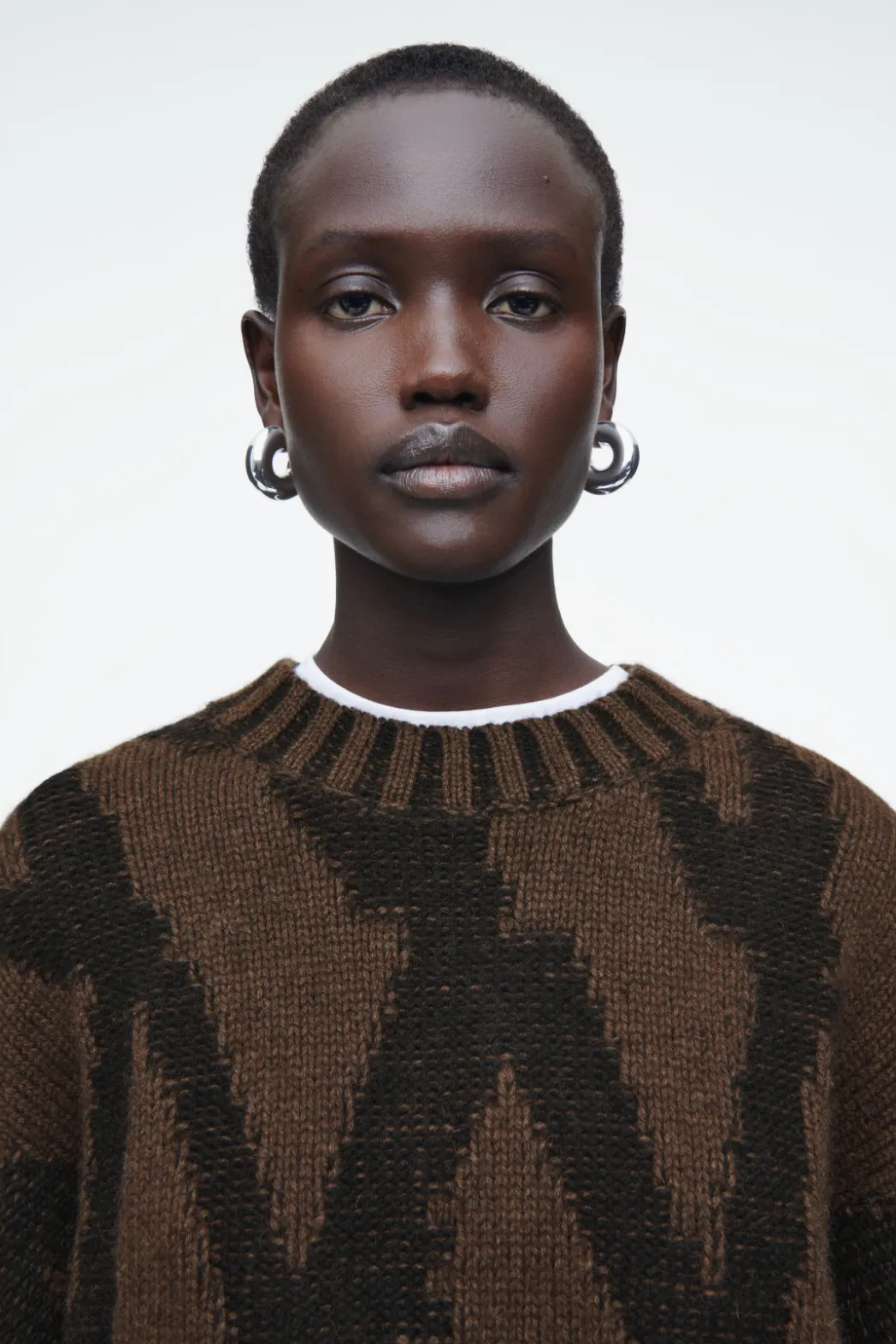 Outlet COS ABSTRACT WOOL-JACQUARD JUMPER BROWN / HOUNDSTOOTH