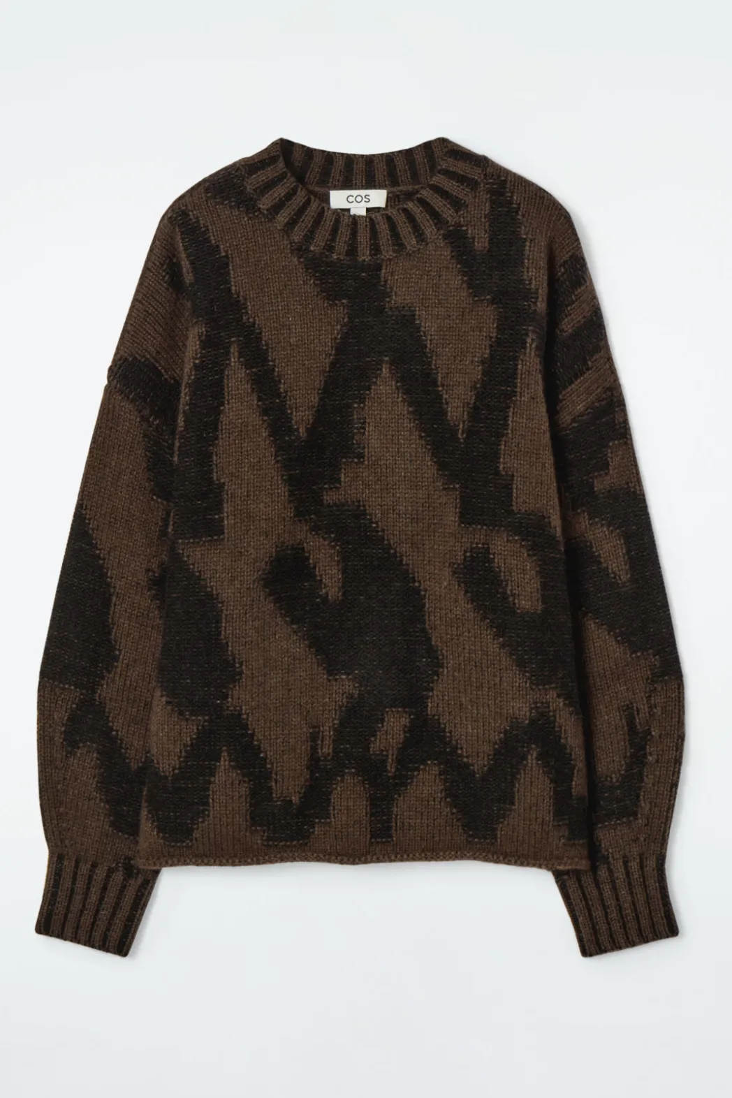 Outlet COS ABSTRACT WOOL-JACQUARD JUMPER BROWN / HOUNDSTOOTH