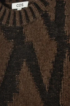 Outlet COS ABSTRACT WOOL-JACQUARD JUMPER BROWN / HOUNDSTOOTH