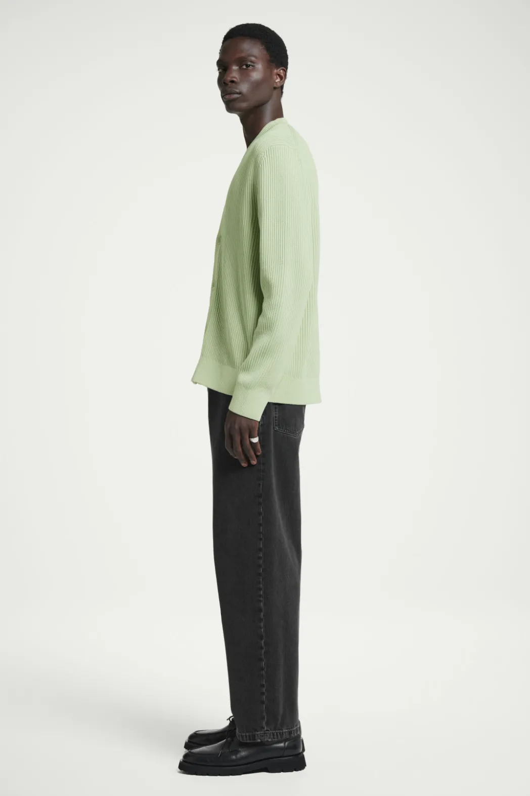 Best COS ACID-WASH COTTON CARDIGAN LIGHT GREEN