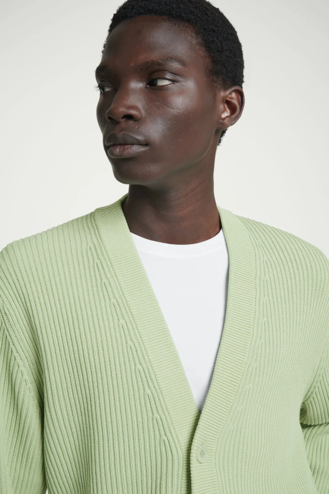 Best COS ACID-WASH COTTON CARDIGAN LIGHT GREEN