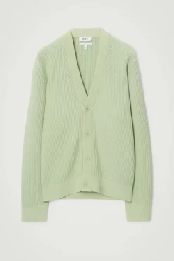 Best COS ACID-WASH COTTON CARDIGAN LIGHT GREEN
