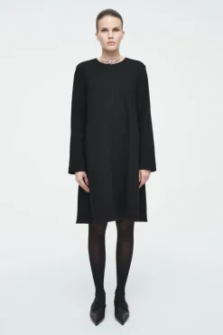 Outlet COS A-LINE BOILED-WOOL MINI DRESS BLACK