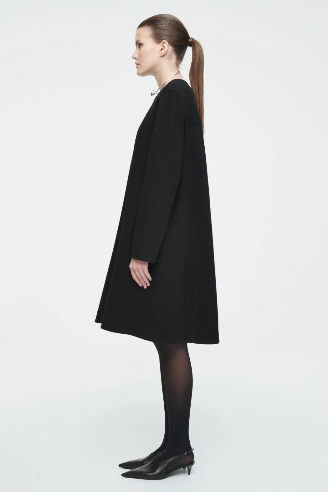 Outlet COS A-LINE BOILED-WOOL MINI DRESS BLACK