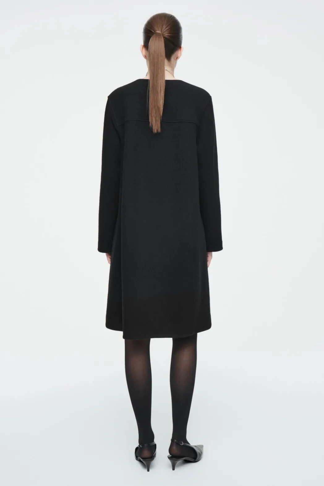 Outlet COS A-LINE BOILED-WOOL MINI DRESS BLACK