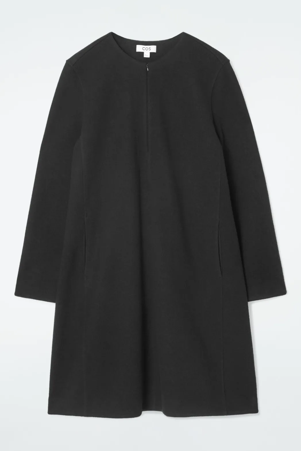 Outlet COS A-LINE BOILED-WOOL MINI DRESS BLACK