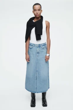 Sale COS A-LINE DENIM MIDI SKIRT BLUE
