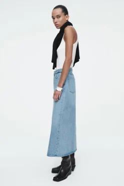 Sale COS A-LINE DENIM MIDI SKIRT BLUE