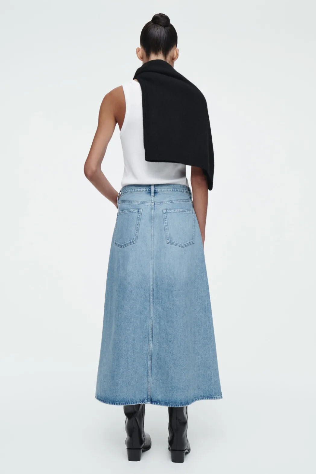 Sale COS A-LINE DENIM MIDI SKIRT BLUE