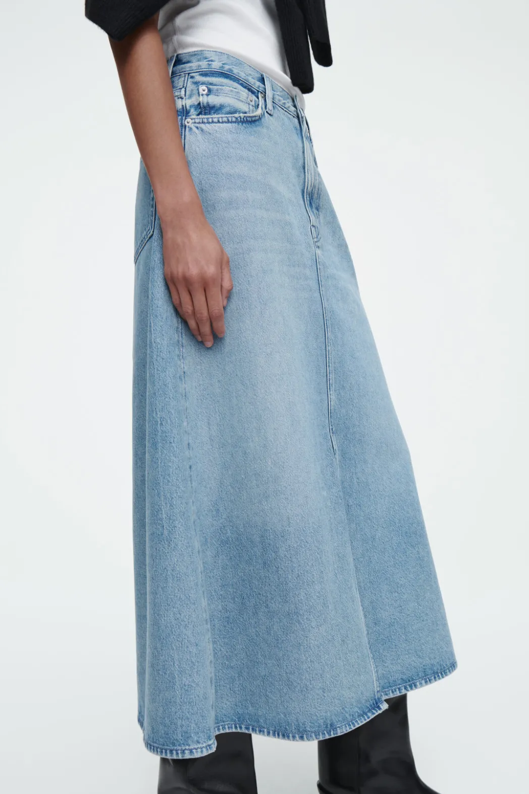 Sale COS A-LINE DENIM MIDI SKIRT BLUE