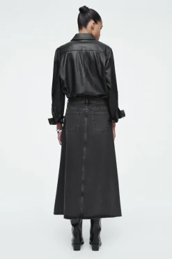 Best COS A-LINE DENIM MIDI SKIRT BLACK