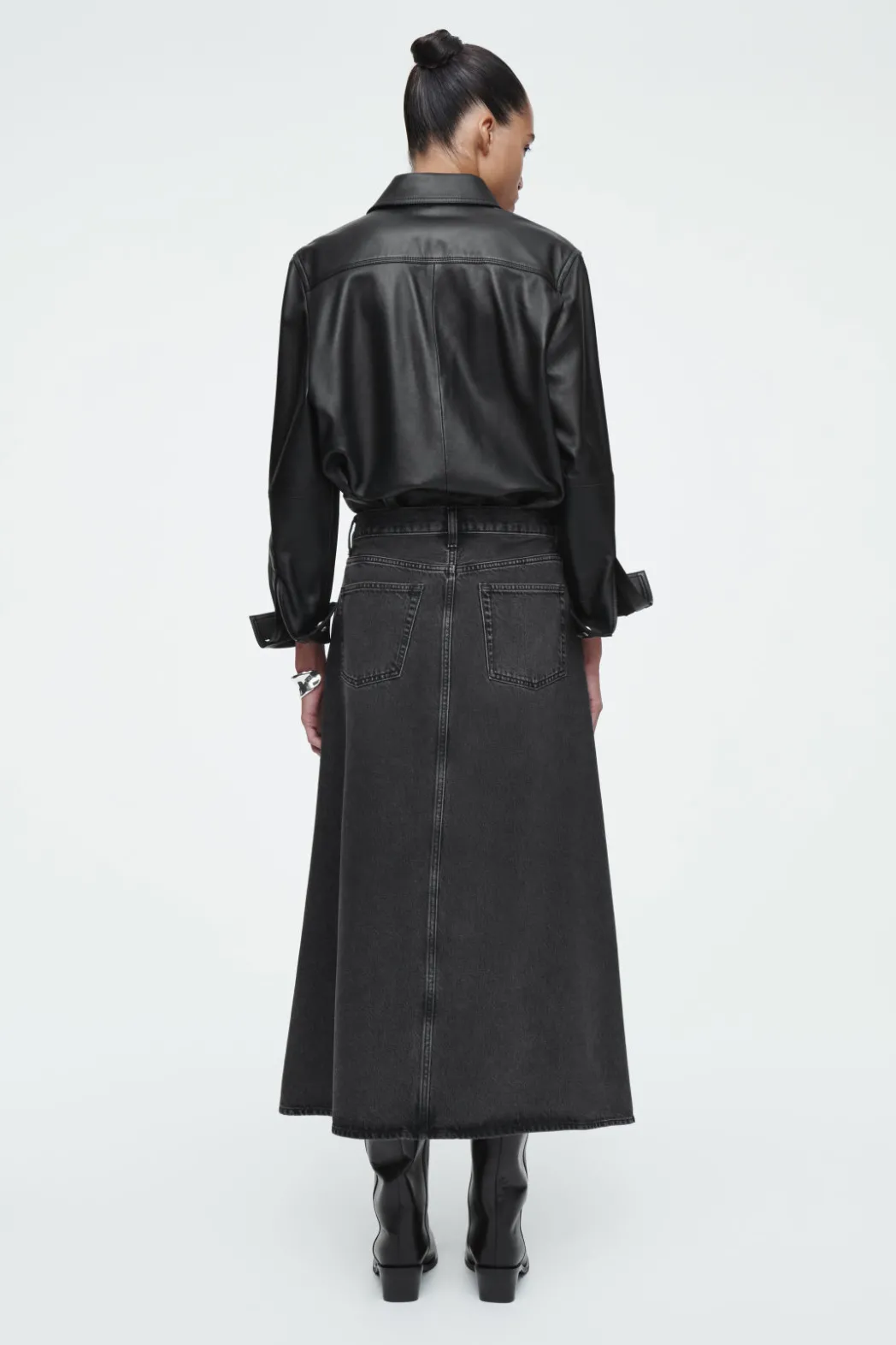 Best COS A-LINE DENIM MIDI SKIRT BLACK