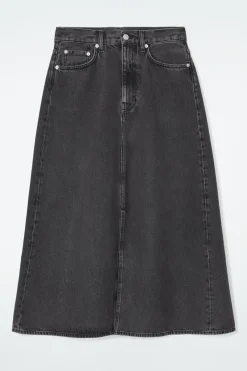 Best COS A-LINE DENIM MIDI SKIRT BLACK