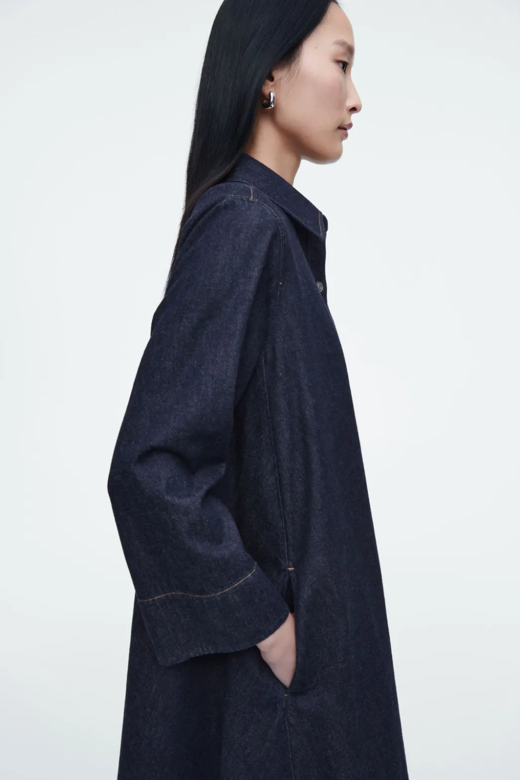 Sale COS A-LINE DENIM MINI SHIRT DRESS DARK BLUE
