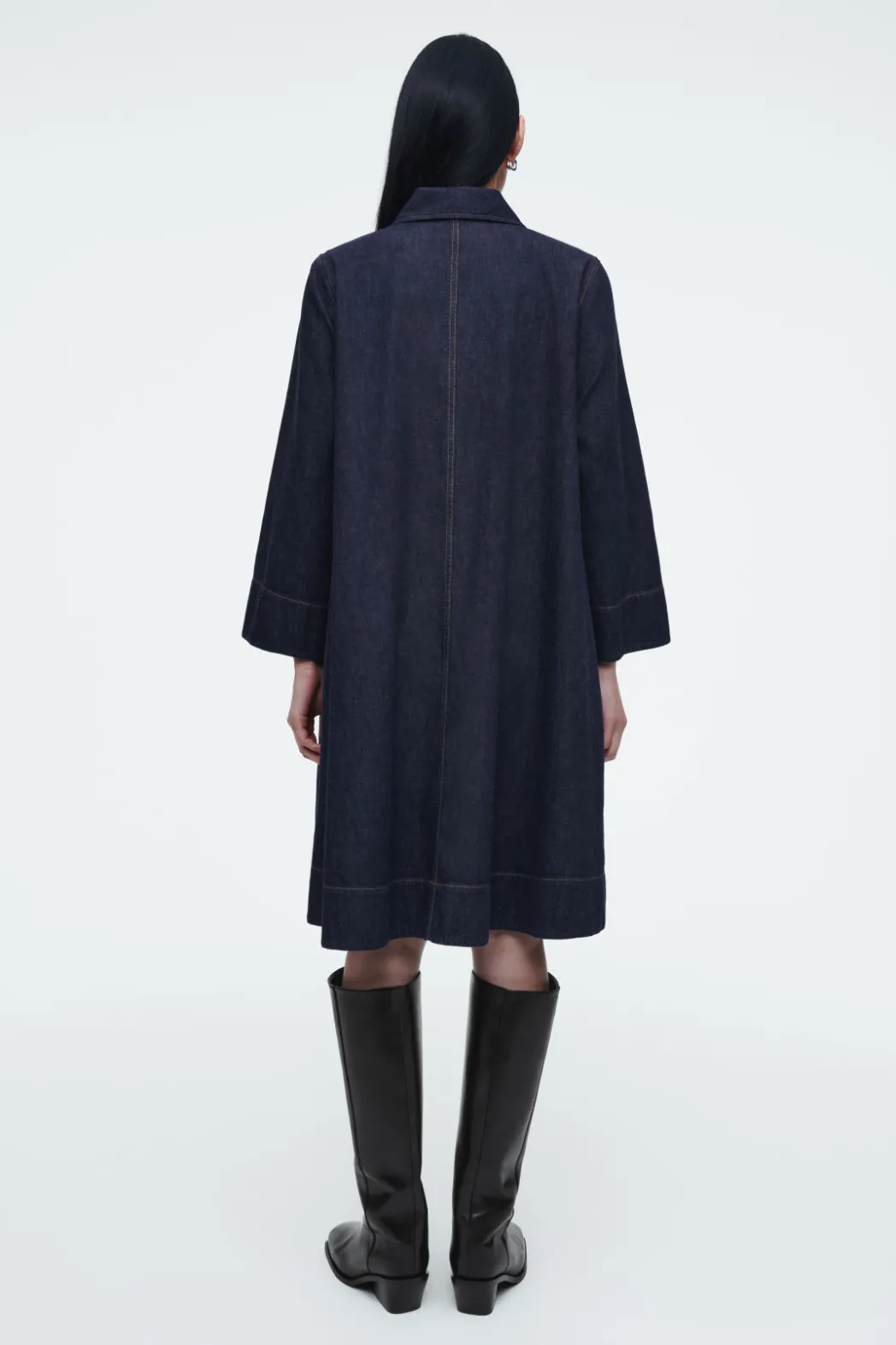 Sale COS A-LINE DENIM MINI SHIRT DRESS DARK BLUE