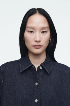 Sale COS A-LINE DENIM MINI SHIRT DRESS DARK BLUE