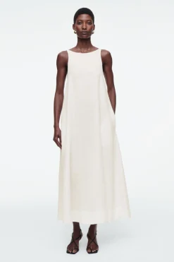 New COS A-LINE LINEN MAXI DRESS WHITE