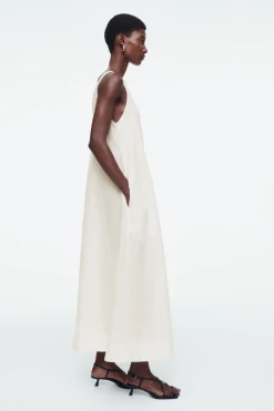 New COS A-LINE LINEN MAXI DRESS WHITE