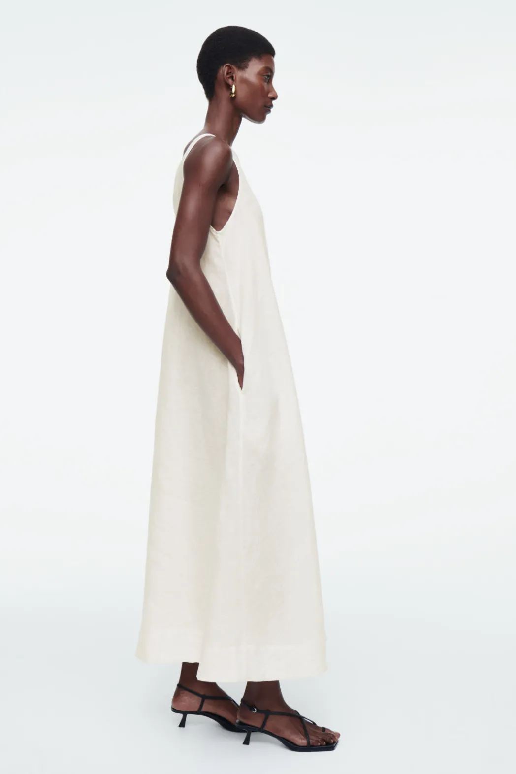 New COS A-LINE LINEN MAXI DRESS WHITE