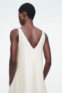 New COS A-LINE LINEN MAXI DRESS WHITE