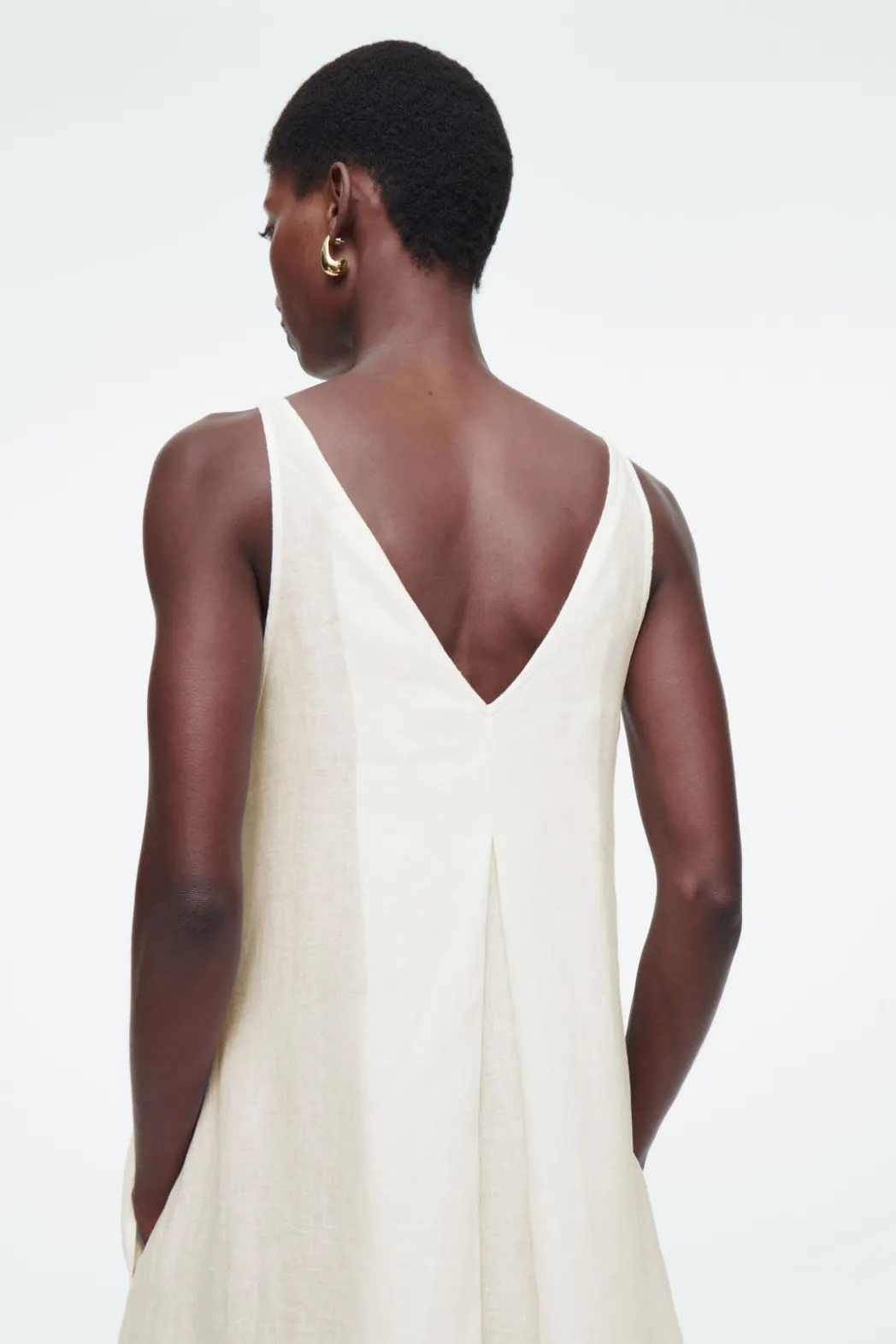New COS A-LINE LINEN MAXI DRESS WHITE