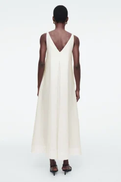 New COS A-LINE LINEN MAXI DRESS WHITE