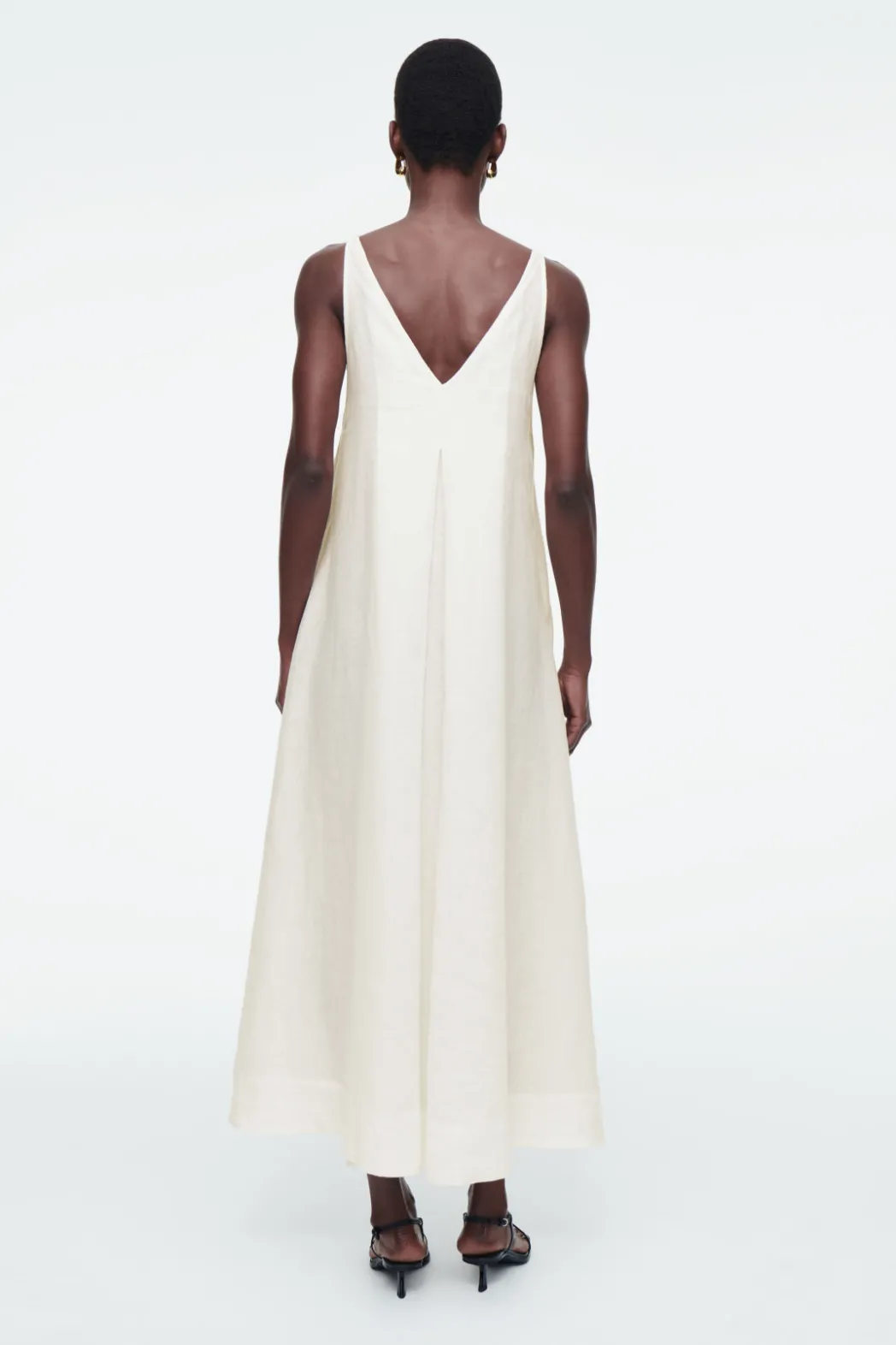 New COS A-LINE LINEN MAXI DRESS WHITE