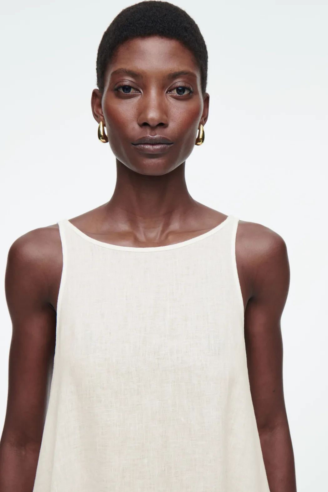 New COS A-LINE LINEN MAXI DRESS WHITE