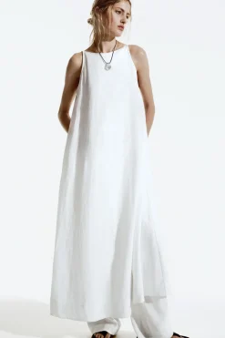 New COS A-LINE LINEN MAXI DRESS WHITE