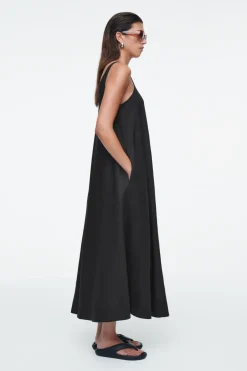 COS A-LINE LINEN MAXI DRESS BLACK