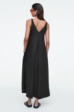 COS A-LINE LINEN MAXI DRESS BLACK