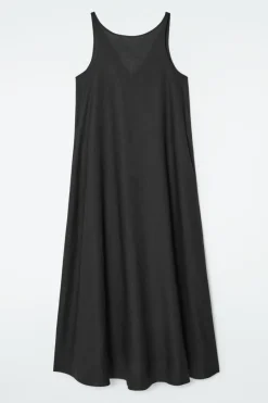 COS A-LINE LINEN MAXI DRESS BLACK