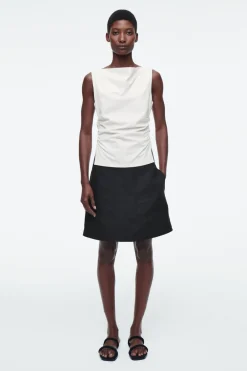 Sale COS A-LINE LINEN MINI SKIRT BLACK