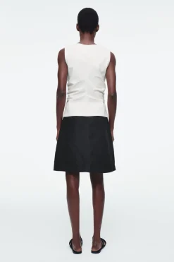 Sale COS A-LINE LINEN MINI SKIRT BLACK