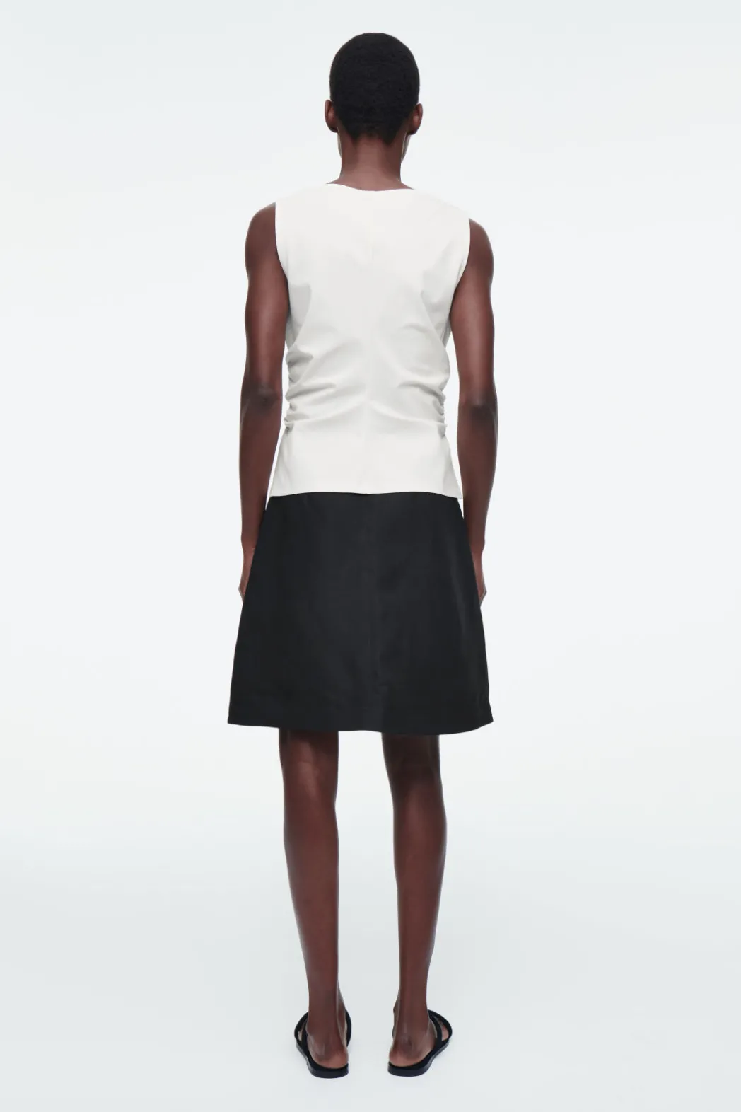 Sale COS A-LINE LINEN MINI SKIRT BLACK