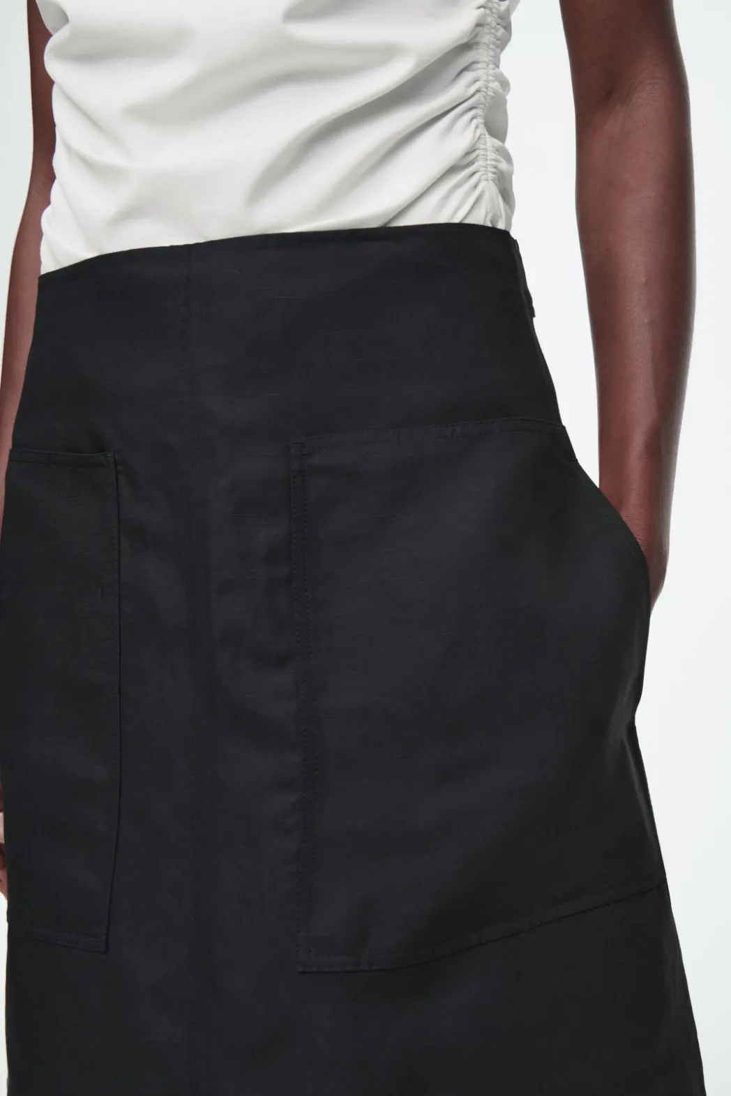 Sale COS A-LINE LINEN MINI SKIRT BLACK